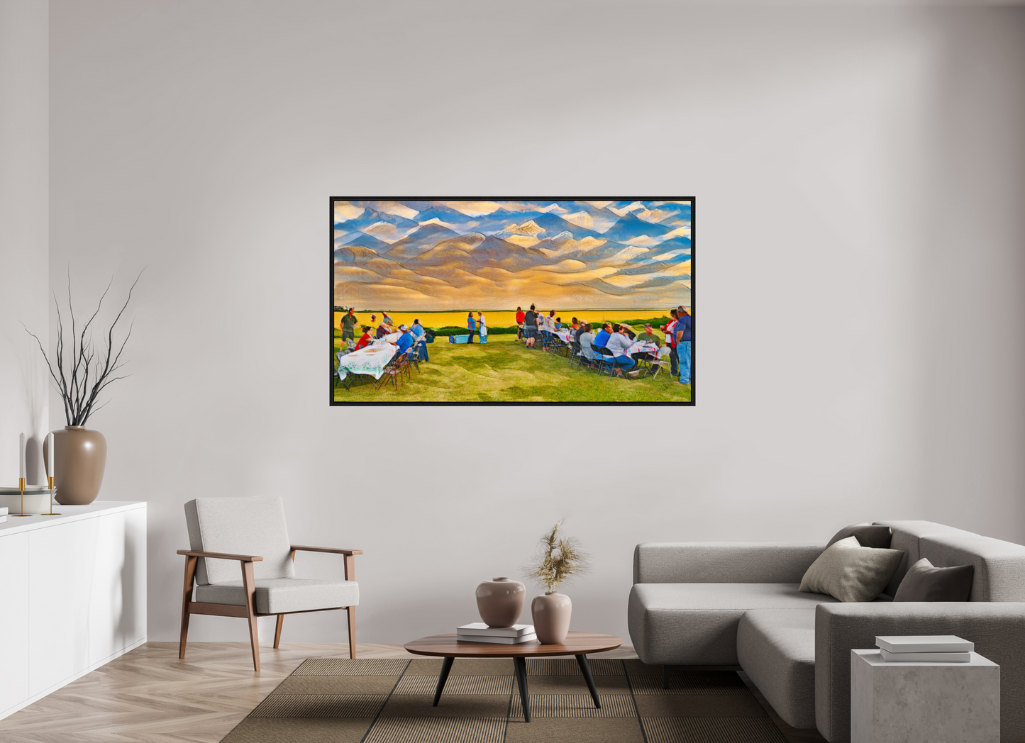 70 x 39.4″, Floater Frame Family Reunion