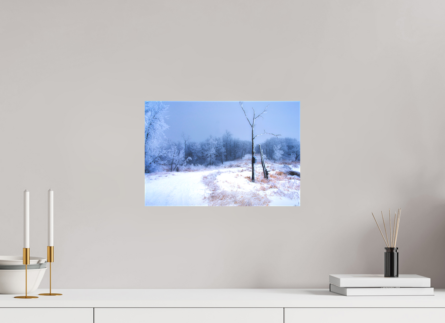15 x 10″, Fine Textile Canvas Birds Nest in Winter