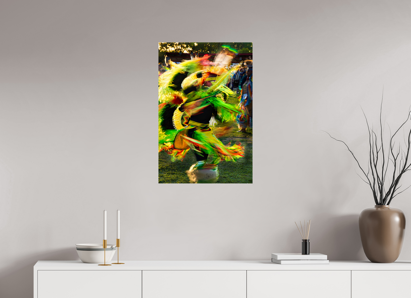 20 x 30″, Photo Print On Fuji Crystal DP II Powwow dance in motion 1