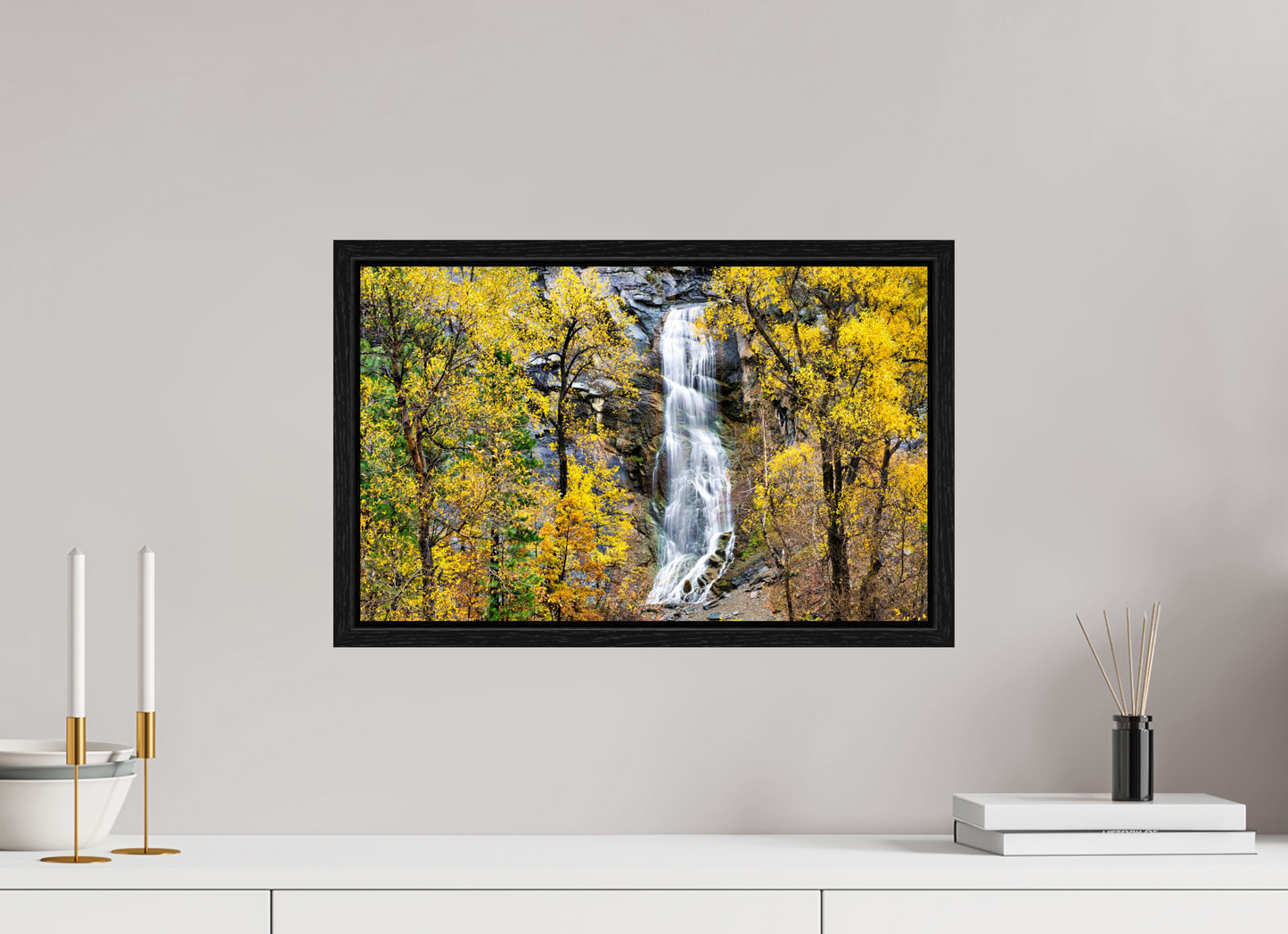 19.2 x 12″, Floater Frame Bridal Veil Falls Wide Spearfish Canyon