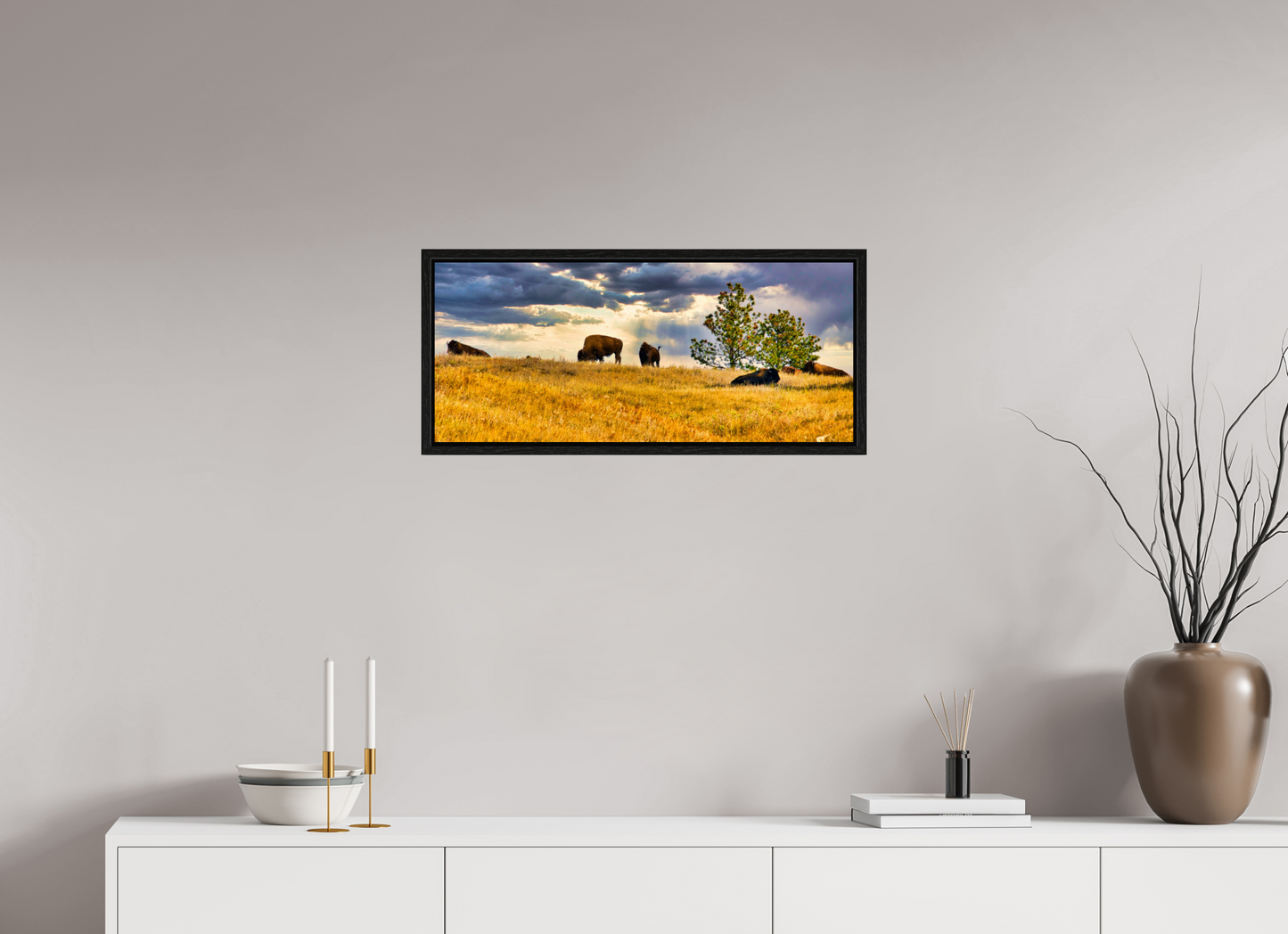 28 x 12″, Floater Frame Buffalo of Custer