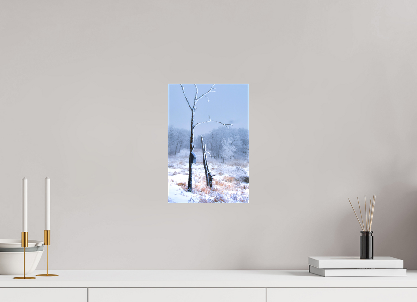 8 x 12″, Stretched Canvas Birds Nest in Winter 2