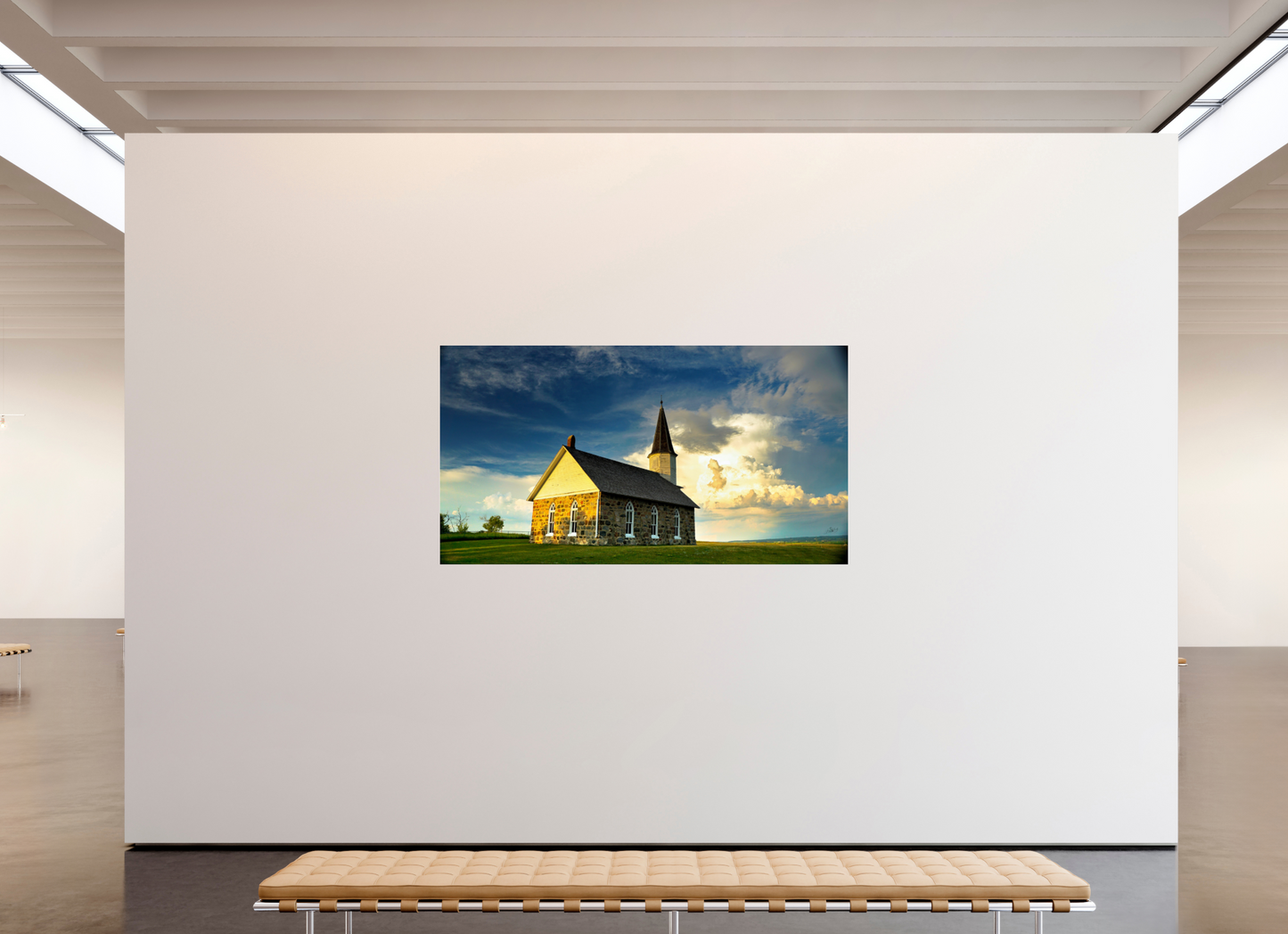 80 x 43″, Photo Print Under Acrylic Glass Old Stone Church Metal Acrylic Glass
