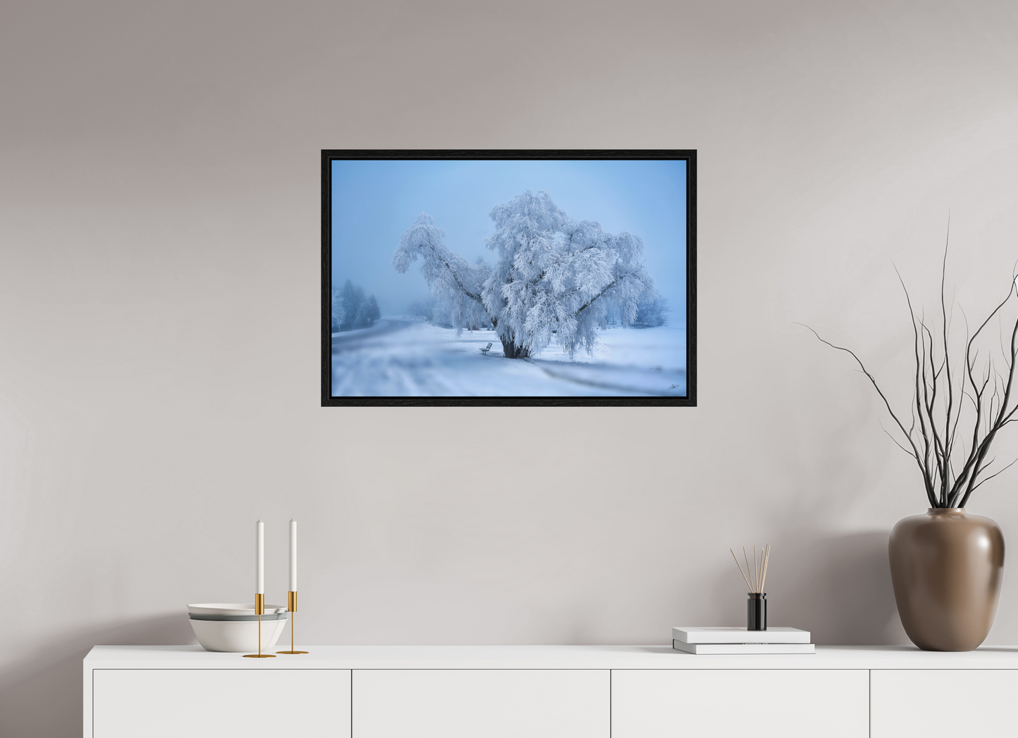 30 x 20″, Floater Frame An Oak in Frost