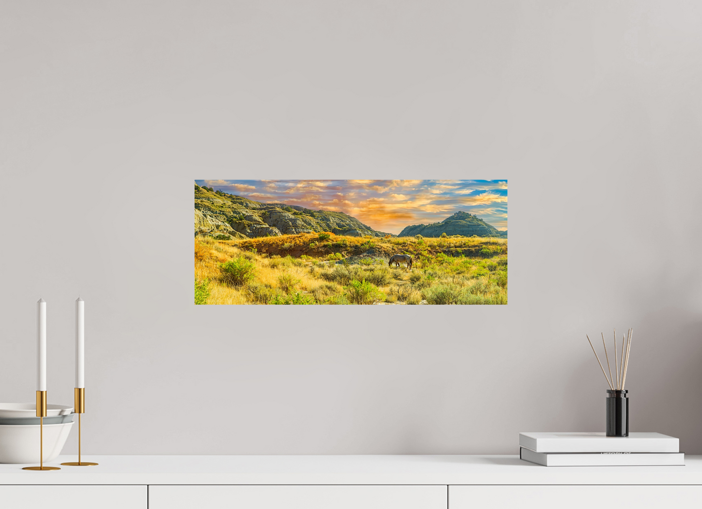 20 x 8″, Photo Print On Fuji Crystal DP II Badlands Horse On acrylic Glass