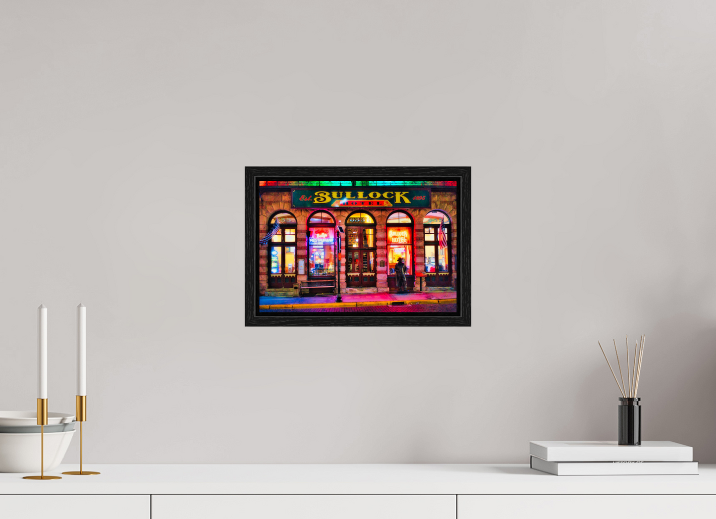 12 x 8″, Floater Frame Deadwood at Night 1
