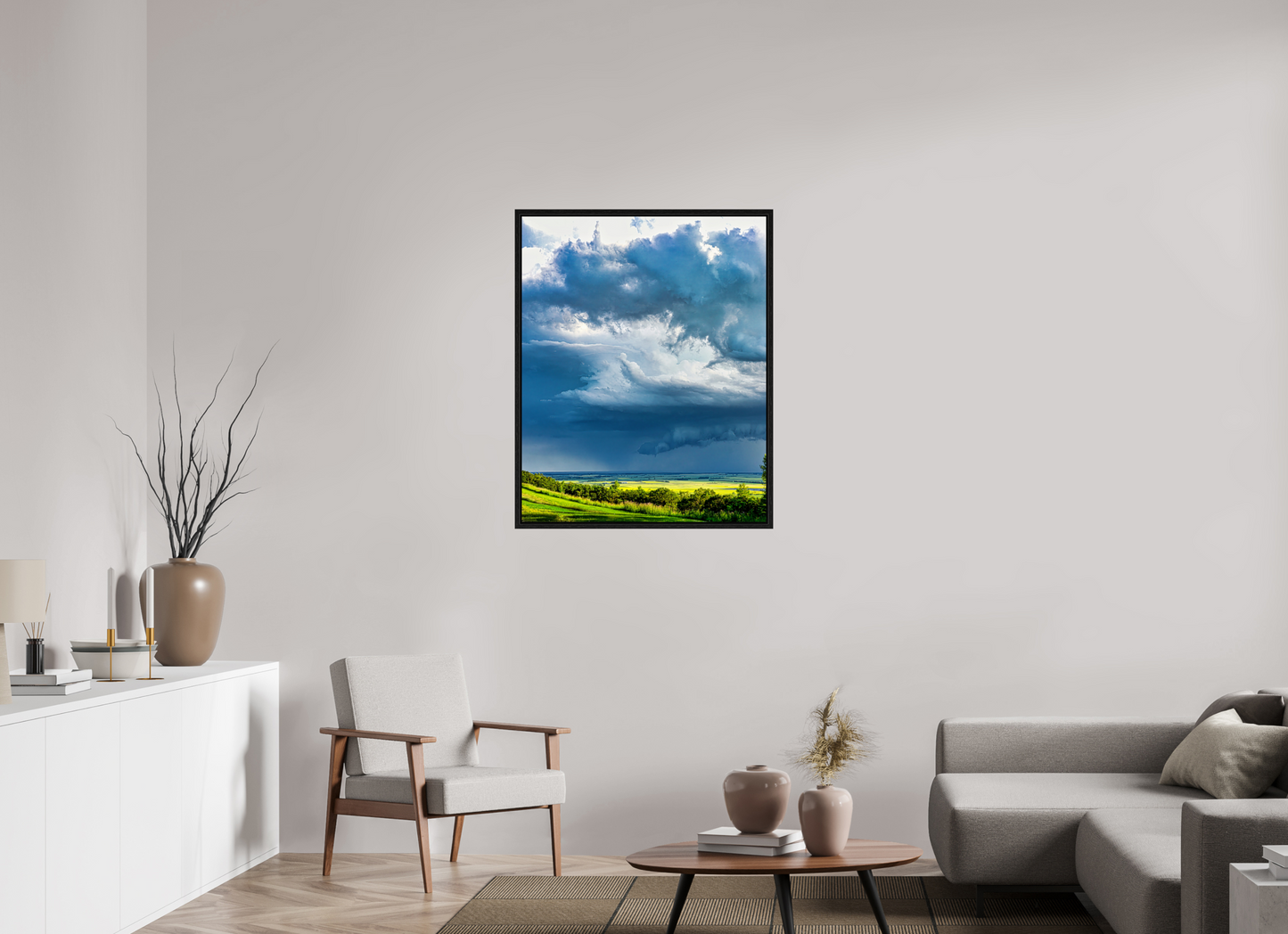 31 x 38.7″, Floater Frame Prairie Rains