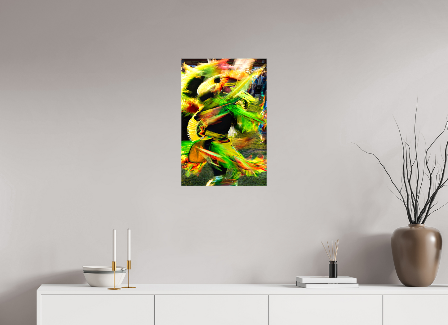 16 x 24″, Stretched Canvas Powwow dance in motion 1