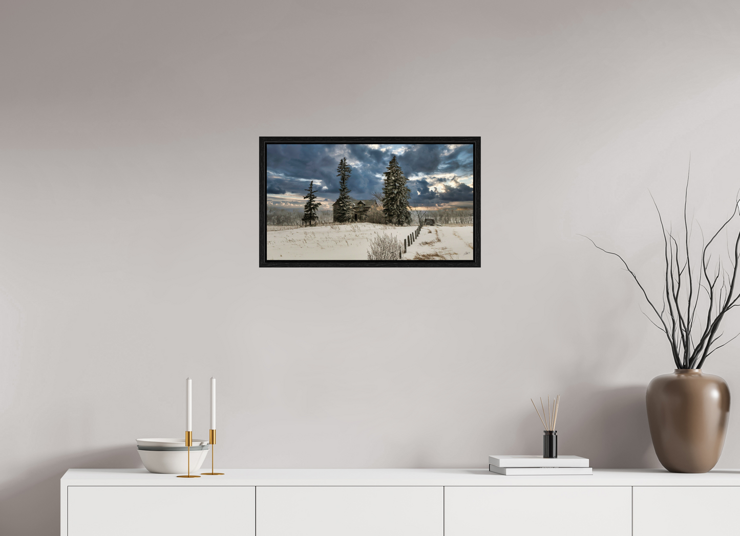 24 x 13.5″, Floater Frame Storm Clouds of Winter