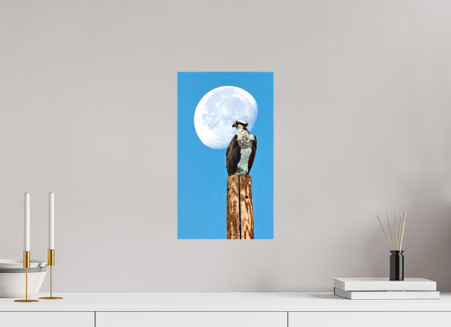9 x 16″, Fine Textile Canvas Moon Osprey