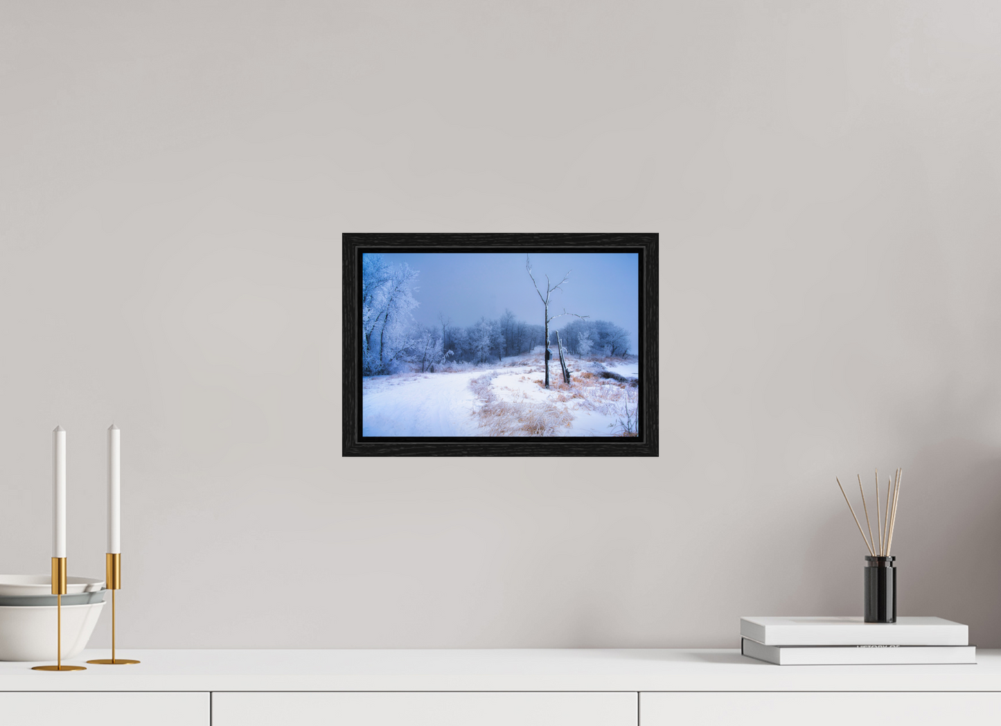12 x 8″, Floater Frame Birds Nest in Winter
