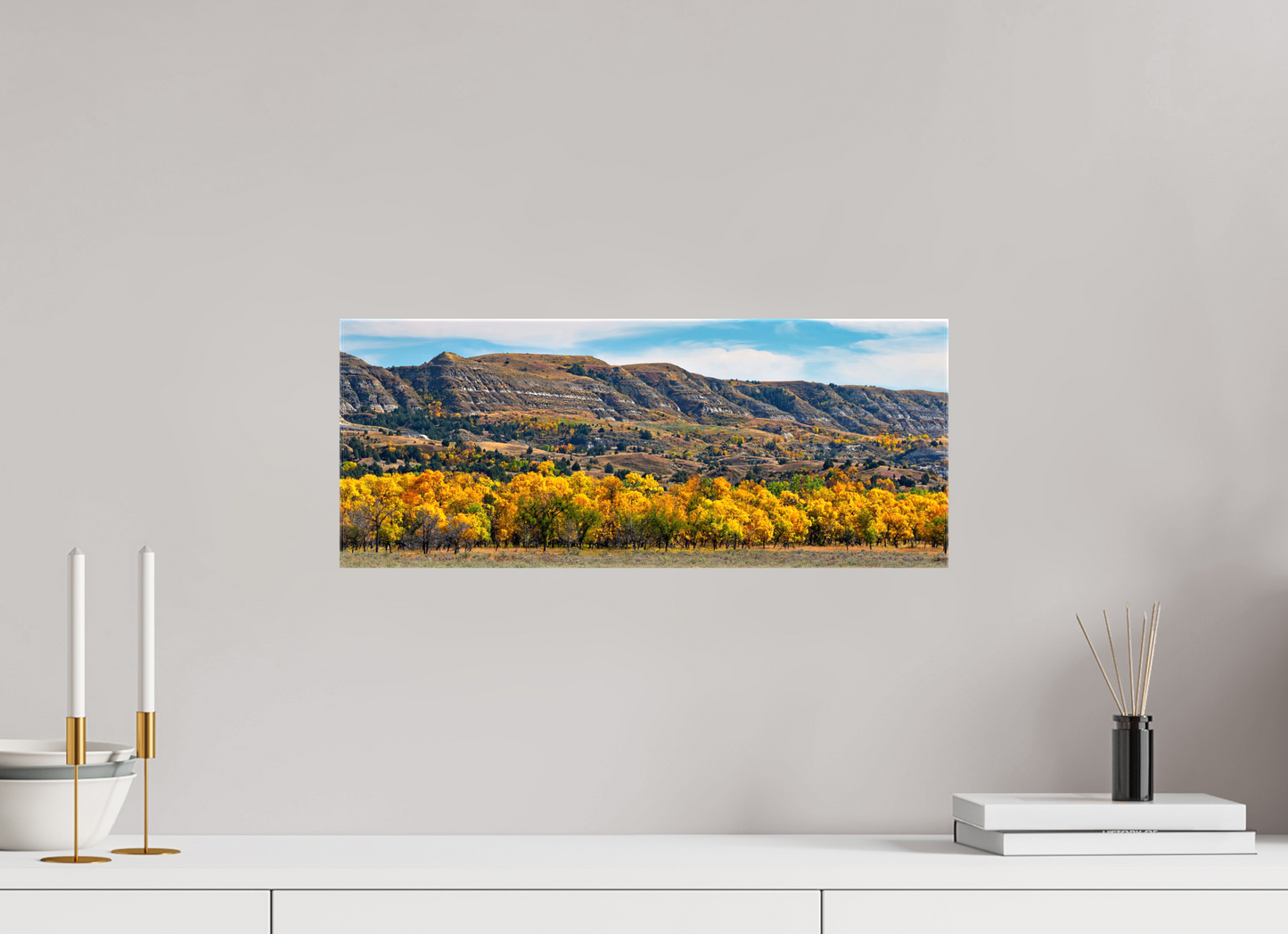 20 x 8″, Stretched Canvas Badlands in Fall